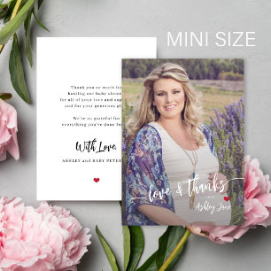 Carte De Correspondance Remerciement de baby shower photo moderne script b