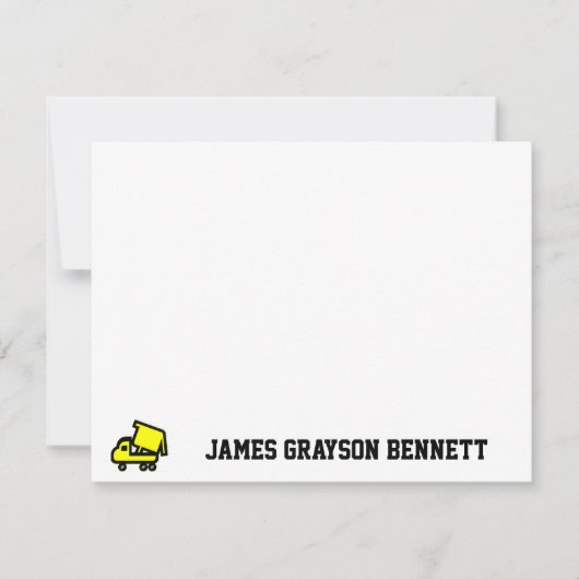 Carte De Correspondance Remerciement de camion à benne (Devant)