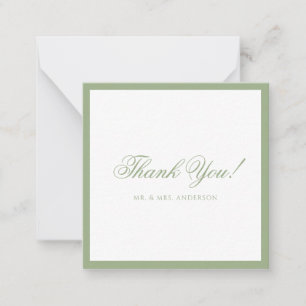 Carte De Correspondance Remerciement de mariage à bordure vert sauge class