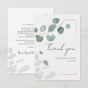 Carte De Correspondance Remerciement de mariage à la verdure eucalyptus bo