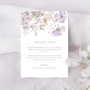 Carte De Correspondance Remerciement de mariage bohème floral élégant viol
