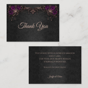 Carte De Correspondance Remerciement de mariage gothique floral élégant