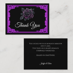 Carte De Correspondance Remerciement de mariage gothique lueur violette en