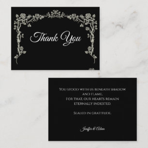 Carte De Correspondance Remerciement de mariage gothique noir et blanc élé