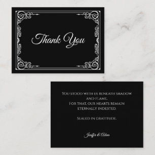 Carte De Correspondance Remerciement de mariage gothique noir et blanc élé