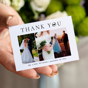 Carte De Correspondance Remerciement de mariage moderne photo 3 minimalist