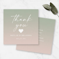 Remerciement de mariage ombré dégradé vert et rose