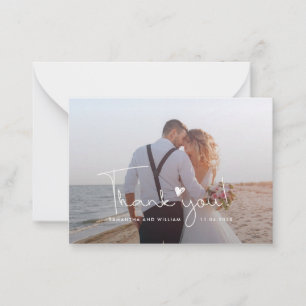 Carte De Correspondance Remerciement de mariage photo écrit à la main