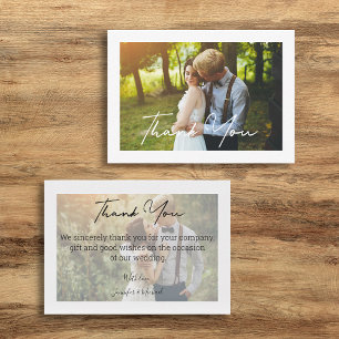 Carte De Correspondance Remerciement de photo de mariage à l'écriture manu