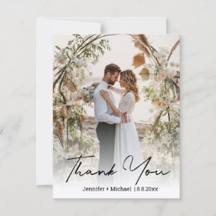 Carte De Correspondance Remerciement de photo de mariage de script organiq