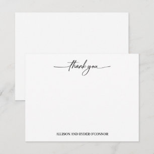 Carte De Correspondance Remerciement Élégant Écriture Moderne Couple