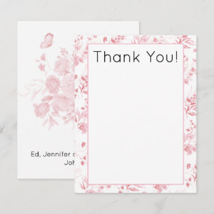 Carte De Correspondance Remerciement pour Baby Shower Budget, Fleurs Aquar