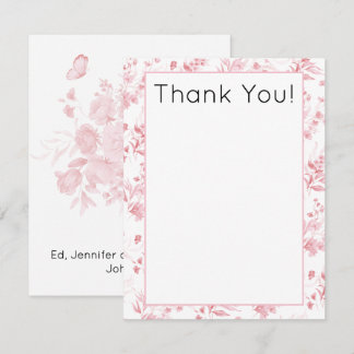 Carte De Correspondance Remerciement pour Baby Shower Budget, Fleurs Aquar