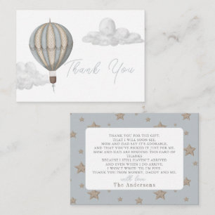 Carte De Correspondance Remerciement pour Baby Shower Garçon Montgolfière