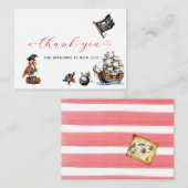 Carte De Correspondance Remerciement pour fête d'anniversaire pirate aquar (Devant / Derrière)