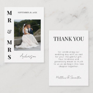 Carte De Correspondance Remerciements de mariage élégants et modernes de M
