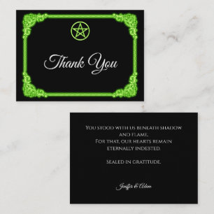 Carte De Correspondance Remerciements de mariage gothique Vert sorcier Lum