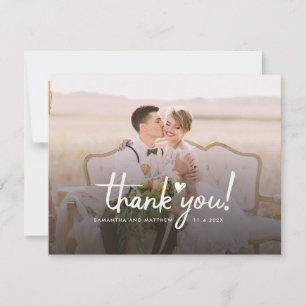 Carte De Correspondance Remerciements de photos de mariage de script moder