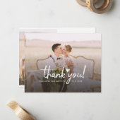 Carte De Correspondance Remerciements de photos de mariage de script moder (Devant/Arrière en situation)