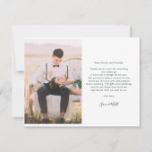 Carte De Correspondance Remerciements de photos de mariage de script moder (Dos)