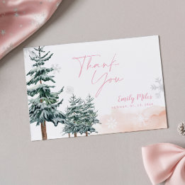 Carte De Correspondance Remerciements pour Baby Shower Rose Pâle sur le th