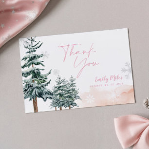 Carte De Correspondance Remerciements pour Baby Shower Rose Pâle sur le th