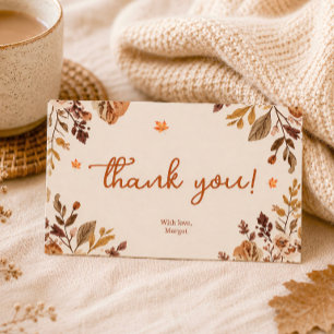 Carte De Correspondance Remerciez pour la Baby Shower automnale Floral Tom