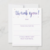 Carte De Correspondance Remplir de paillettes le blanc violet Merci (Devant)