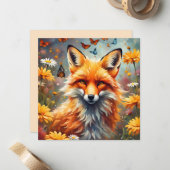 Carte De Correspondance Renard dans la prairie (Devant/Arrière en situation)