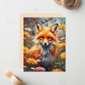 Carte De Correspondance Renard dans la prairie (Devant/Arrière en situation)