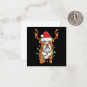 Carte De Correspondance Renne Bulldog Drôle Noël (Devant/Arrière en situation)