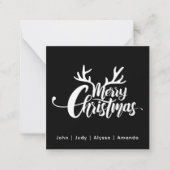 Carte De Correspondance Renne en noir et blanc Joyeux Noël Fêtes (Devant)