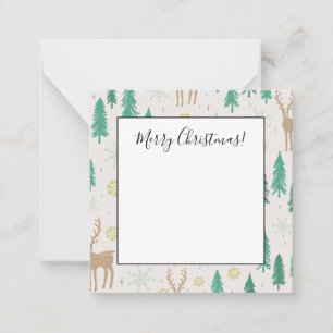 Carte De Correspondance Rennes de Noël dans la forêt d'hiver de feuillus p