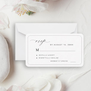 Carte De Correspondance Réponse de mariage élégante noir et blanc à petit