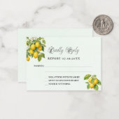 Carte De Correspondance Réponse du mariage RSVP aux citrons agrumes (Devant/Arrière en situation)