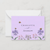 Carte De Correspondance Réponse du mariage violet violet fleur sauvage RSV (Dos)