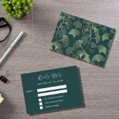 Carte De Correspondance Réponse mariage feuille Emerald ginkgo RSVP