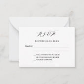 Carte De Correspondance Réponse mariage moderne de script classique RSVP (Devant)