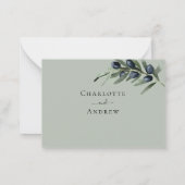 Carte De Correspondance Réponse officielle du mariage à la verdure d'olive (Dos)