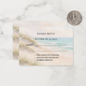 Carte De Correspondance Réponse RSVP de mariage côtier de plage (Devant/Arrière en situation)
