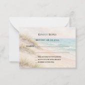 Carte De Correspondance Réponse RSVP de mariage côtier de plage (Devant)