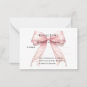 Carte De Correspondance Réponse RSVP ruban rose blush (Devant)