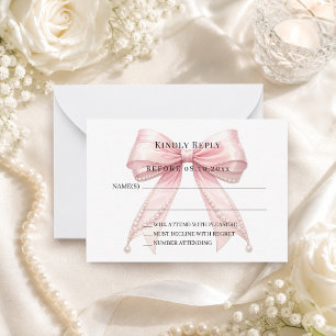 Carte De Correspondance Réponse RSVP ruban rose blush