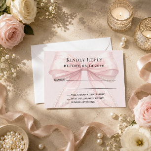 Carte De Correspondance Réponse RSVP ruban rose blush