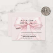 Carte De Correspondance Réponse RSVP ruban rose blush (Devant/Arrière en situation)