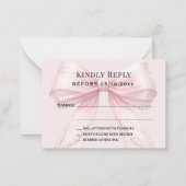 Carte De Correspondance Réponse RSVP ruban rose blush (Devant)