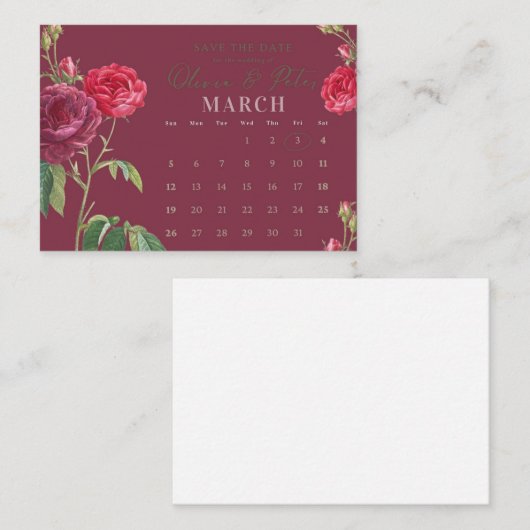 Carte De Correspondance Réservez la date (Devant / Derrière)