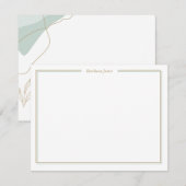 Carte De Correspondance Résumé vert avec feuilles dorées (Devant / Derrière)