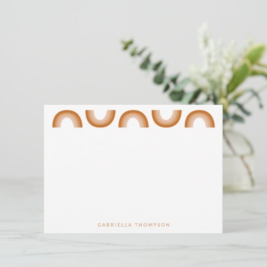 Carte De Correspondance Retro Boho Desert Rainbow Terracotta Personnalisé (Debout devant)