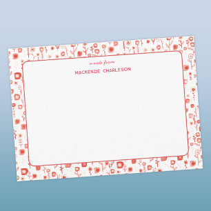 Carte De Correspondance Retro Fleur Sauvage Amusant Rose Personnalisé